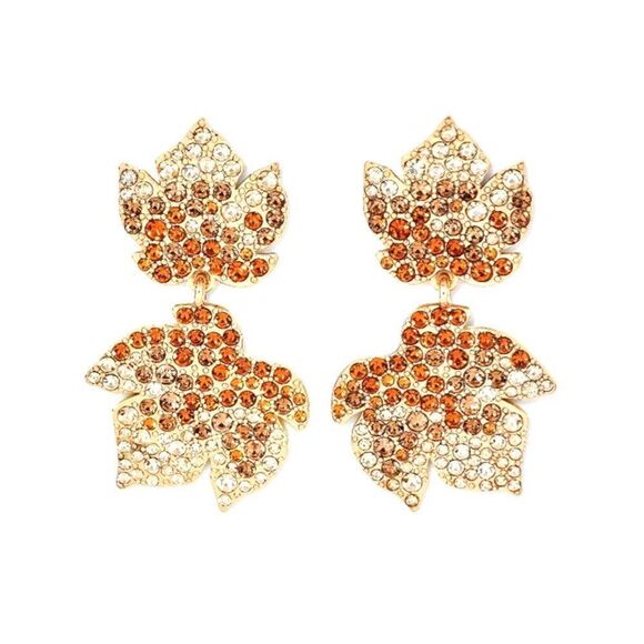 BaubleBar Jewelry - SUGAR FIX Fall Leaf "Be-leaf In Yourself Earrings (Gold/Oranges/Browns) ~ NEW!!!
